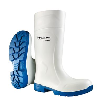 Dunlop Purofort FoodPro MultiGrip Sicherheitsstiefel Gr. 45 Weiß Blau S4