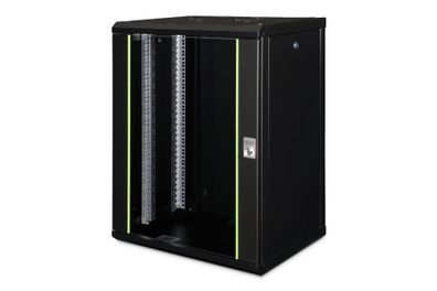 Digitus Netzwerkschrank 19 Zoll 16 HE Wandgehäuse 450 mm Glastür Schwarz