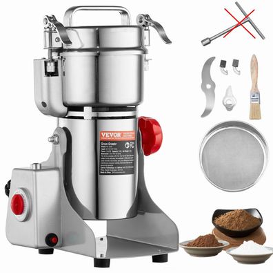 VEVOR Elektrische Getreidemühle Gewürzmühle 300g 1500W Edelstahl Schwingmühle