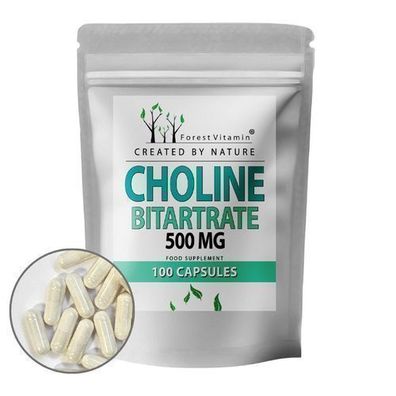 Cholin Bitartrat 500mg - 100 Kapseln - Leber - Fettstoffwechsel - Forest Vitamin