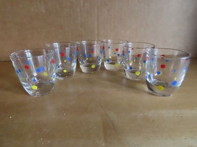 Schnapsglas Schnapspinnchen mit bunten Punkten 6St