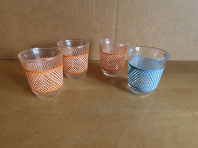 Schnapsglas Schnapspinnchen mit netzdruck blau + 3 orange 4St