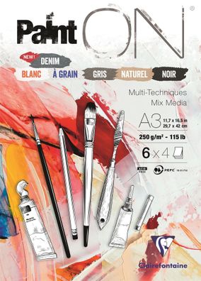 Clairefontaine Paint'On Block A3 24Bl 250g sort