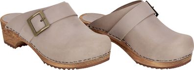 Sanita Damen Offener Clog Wood-Urban Open Grey