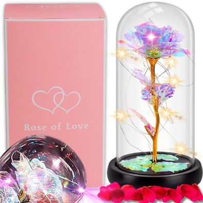 Ewige Rose im Glas, leuchtende Glasbox