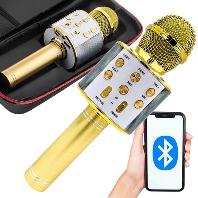 Kabelloser Bluetooth-Mikrofon Karaoke-Lautsprecher Farbe Gold