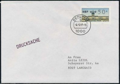 BERLIN ATM 1-050 Drucksache EF FDC X7E468E