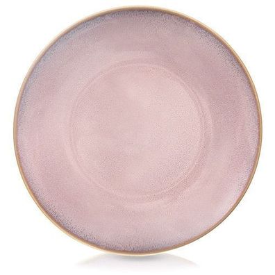Speiseteller aus rosafarbener Glasurkeramik, 27 cm