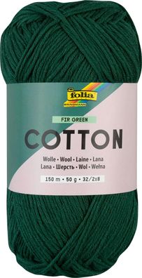 folia 25958 - Cotton FIR GREEN, 50 g | Wolle zum Häkeln und Stricken, ca. 150 m, Stri