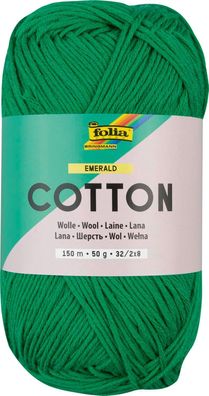 folia 25954 - Cotton Emerald, 50 g | Wolle zum Häkeln und Stricken, ca. 150 m, Strick