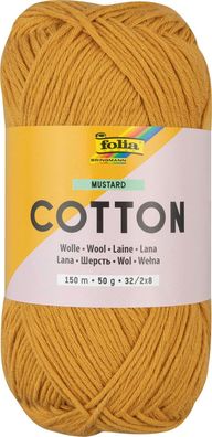 folia 25993 - Cotton Mustard, 50 g | Wolle zum Häkeln und Stricken, ca. 150 m, Strick