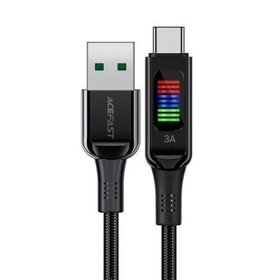 Acefast C7-04 USB-A zu USB-C Kabel 60W, 1.2m mit Display - Schwarz