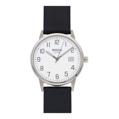 Boccia Herrenuhr Titan, Leder schwarz 3654-02
