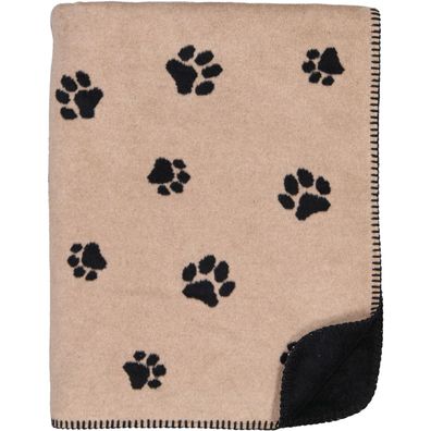 Cawö Wohndecke Kuscheldecke 150x200 cm WE LOVE DOGS 62470-93 schwarz beige Pfoten