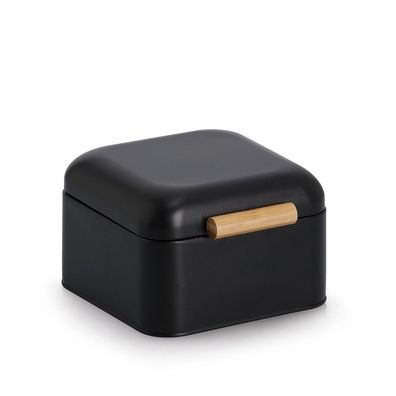 Zeller present Brotkasten Metall/Bambus 20x20x13,5cm schwarz