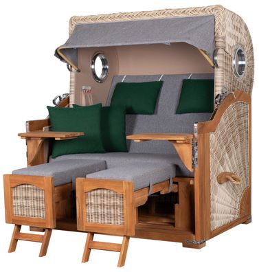Strandkorbset - bene living - Ammersee 2,5-Sitzer Teak - PE shell - Modell 571