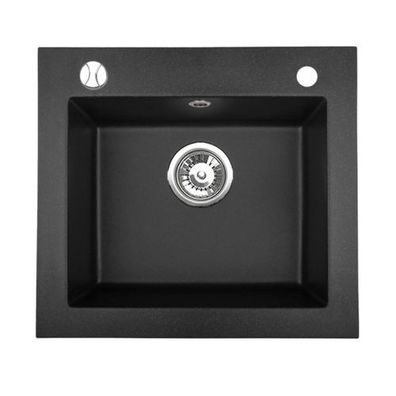 Manestein Granitspüle Argo rechteckig 48,5 x 44 cm mit Siphon Schwarz