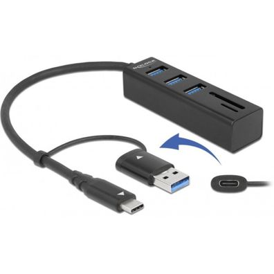 Delock DELOCK 3 Port USB 3.2 Gen 1 Hub + SD undmicro SD Card Reader
