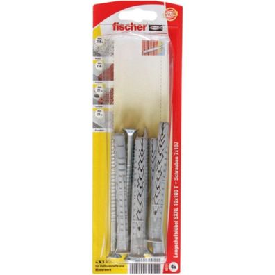 fischer Langschaftdübel SXRL 10x100 T K (hellgrau, 4 Stück, mit Schraube)