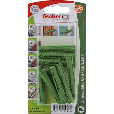 fischer Universaldübel UX GREEN 8x50 R K (grün, 10 Stück)