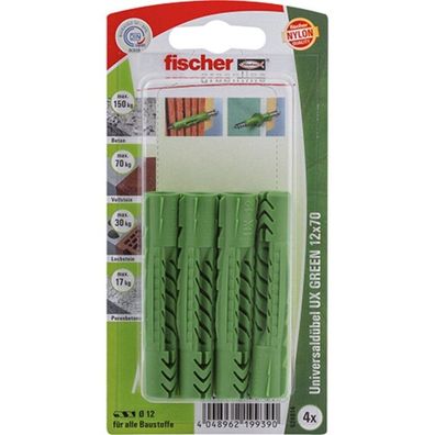 fischer Universaldübel UX GREEN 12x70 K (grün, 4 Stück)