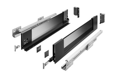 AXIS PRO GTV Pro Schublade H=120, L=300, weich schließend, Seite mit Glas, schwarz