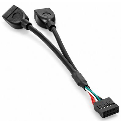 M15 USB Adapter 9-Pin Mainboard auf 2x USB 2.0 Buchse, 15 cm, Header-Buchse