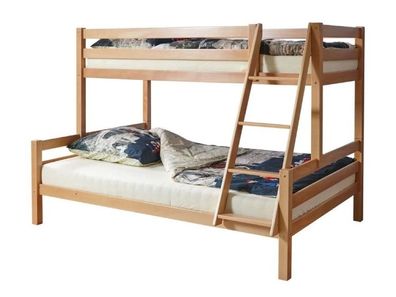 Kinderbett / Etagenbett Henry 31, Farbe: Naturbelassen - Liegefläche: 90 x 200 c