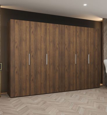 Drehtürenschrank mit 3 Meter breite | Farbe: Walnuss | sechs Türen | Soft-Close
