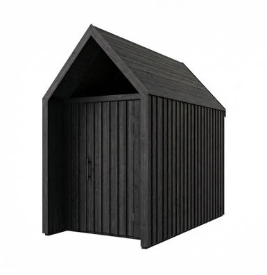 Gerätehaus mit Dreiecksfenster | Schwarz | Grundfläche: 4,64 m² | Skandinavische
