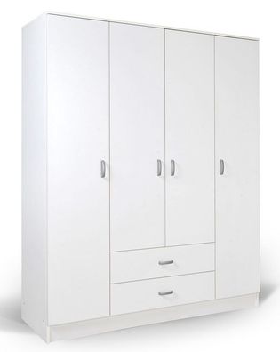 Drehtürenschrank / Kleiderschrank Sidonia 06, Farbe: Weiß - 200 x 164 x 53 cm (H