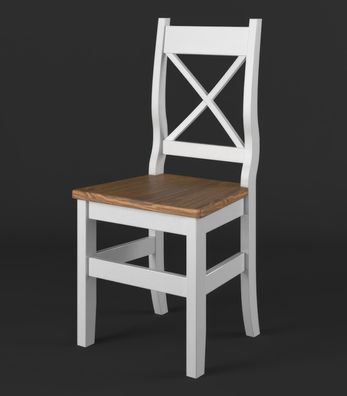 Stuhl Kiefer Vollholz massiv weiß / braun Lagopus 11 - Abmessungen: 97 x 46 x 47