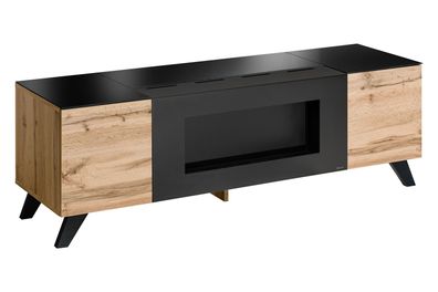 TV-Unterschrank | Push-to-open Funktion | Farbe: Eiche Wotan / Schwarz | Bio-Eth