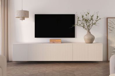 Hängender TV-Unterschrank | Kaschmir | 6 Drehtüren | 6 Fächer | 210 x 40 x 40 cm