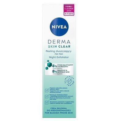Nivea Derma Skin Clear Nachtpeeling, 40 ml - Gesichtspeeling für die Nacht, Mit