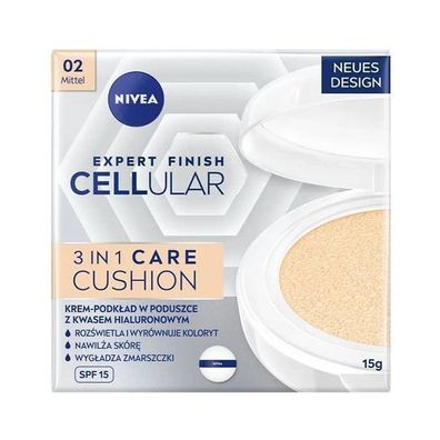 Nivea Experte Finish Zelluläre 3-in-1 Cushion-Creme-Foundation SPF15 Mittel, 15m