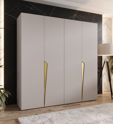 Drehtürenschrank | 4-Türig | Farbe: Kaschmir | 2 Fächer | Soft-Close-Funktion |