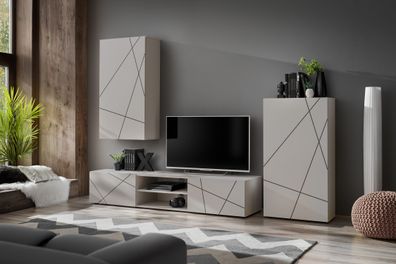 Wohnwand | Farbe: Kaschmir | Maße: 250 x 45 x 180 cm | 1 Schrank | 1 TV-Untersch
