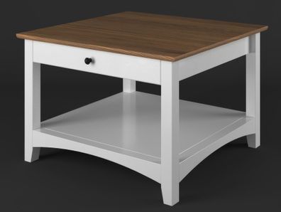 Couchtisch Kiefer Vollholz massiv weiß / braun Lagopus 08 - Abmessungen: 90 x 90