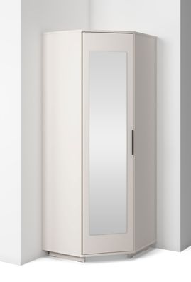 Eckkleiderschrank | Kaschmir | 1 Spiegeltür | 2 Kleiderstangen | 5 Fächer | Push