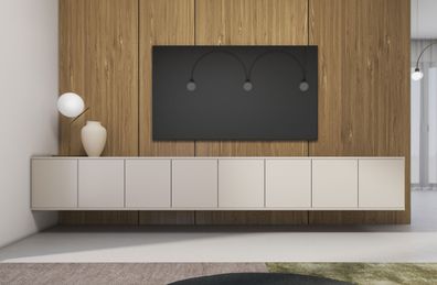 TV-Board | Kaschmir | Push-to-open Funktion | 8 Türen | 16 Fächer | 280 x 40 x 4