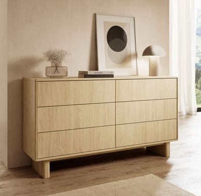 Kommode | Farbe: Eiche geölt | 6 Schubladen | Push-to-open Funktion | Vollauszug