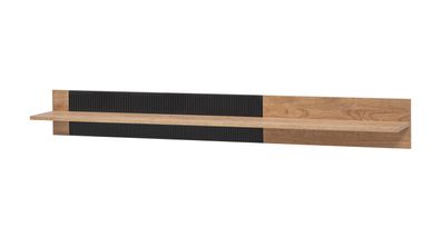 Wandregal | Farbe: Eiche Ribbeck / Schwarz matt | Modernes Design | 1 Ablagefläc