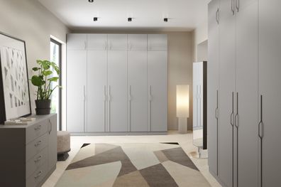 Schlafzimmer Set H Edegem | 7-teilig | Farbe: Platingrau | Kleiderschränke | Dre