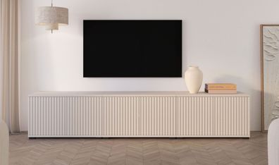 TV-Unterschrank | Kaschmir | 6 Drehtüren | 6 Fächer | 210 x 40 x 42 cm | Push-to