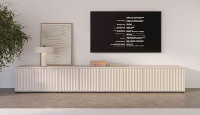 TV-Unterschrank | Kaschmir | 8 Drehtüren | 8 Fächer | 280 x 40 x 42 cm | Push-to