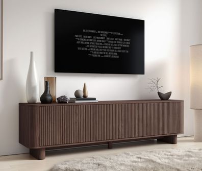 TV-Unterschrank | Farbe: Walnuss Lincoln | 3 Kipptüren | 3 Fächer | Push-to-open