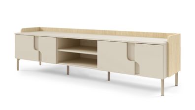 TV-Unterschrank | Farbe: Eiche Mavelie / Macadamia | 4 Drehtüren | 4 Fächer | 20