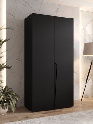Kleiderschrank | 1 Fach | Farbe: Schwarz | 1 Kleiderstange | Soft-Close-Funktion