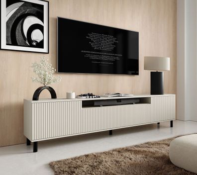 TV-Unterschrank | Kaschmir | Push-to-open Funktion | 2 Drehtüren | 1 Kipptür | M
